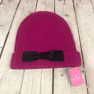 NWT Kate Spade Pink Bow Beanie
